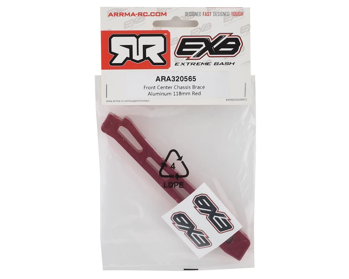 Arrma EXB 118mm Front Center Aluminum Chassis Brace (Red) 4 Arrma EXB 118mm Front Center Aluminum Chassis Brace (Red) - Image 2
