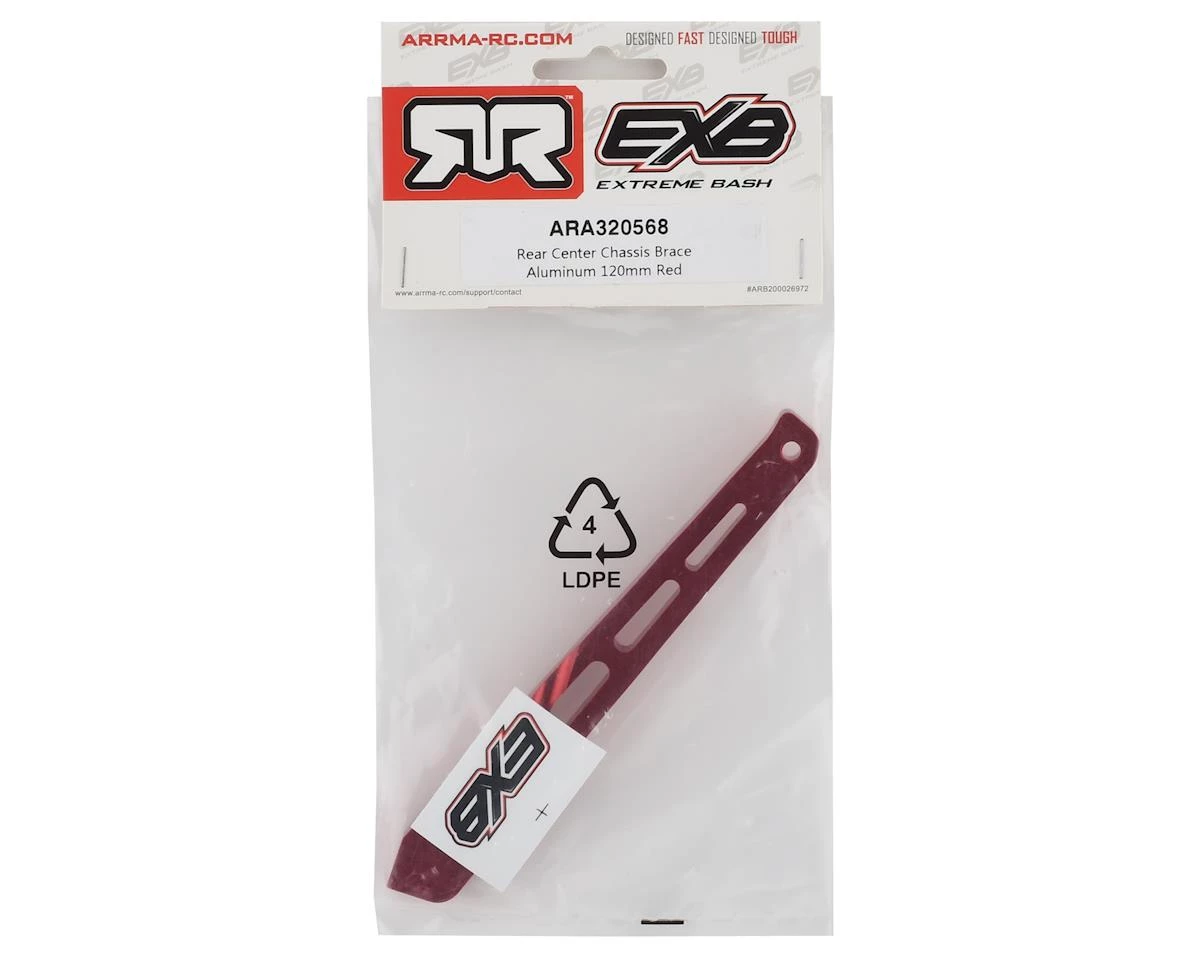 Arrma EBX 120mm Rear Center Aluminum Chassis Brace (Red) 4 Arrma EBX 120mm Rear Center Aluminum Chassis Brace (Red) - Image 2